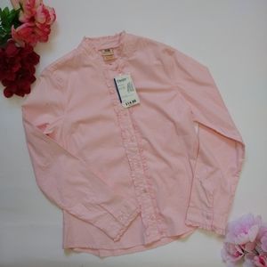 Faded Glory Pink Mandarin Collar Button Shirt M